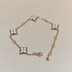 [CLOVER JEWELRY]STAR 4 MOTIF MOP DIAMOND PINK GOLD BRACELET