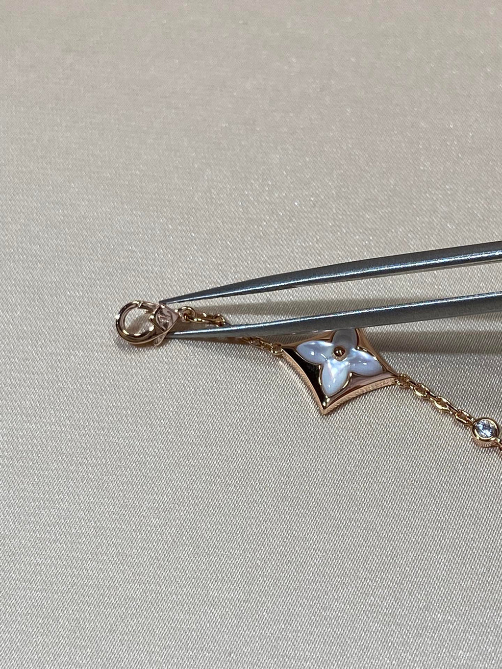 [CLOVER JEWELRY]STAR 4 MOTIF MOP DIAMOND PINK GOLD BRACELET