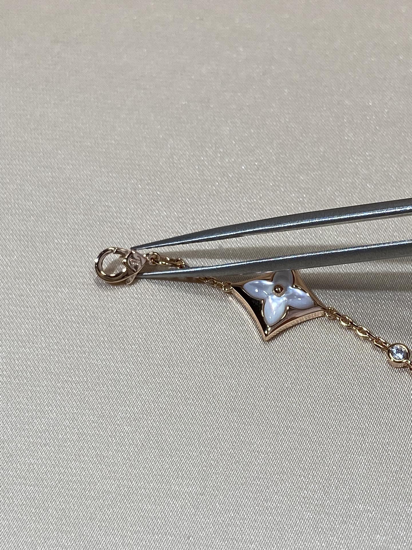 [CLOVER JEWELRY]STAR 4 MOTIF MOP DIAMOND PINK GOLD BRACELET