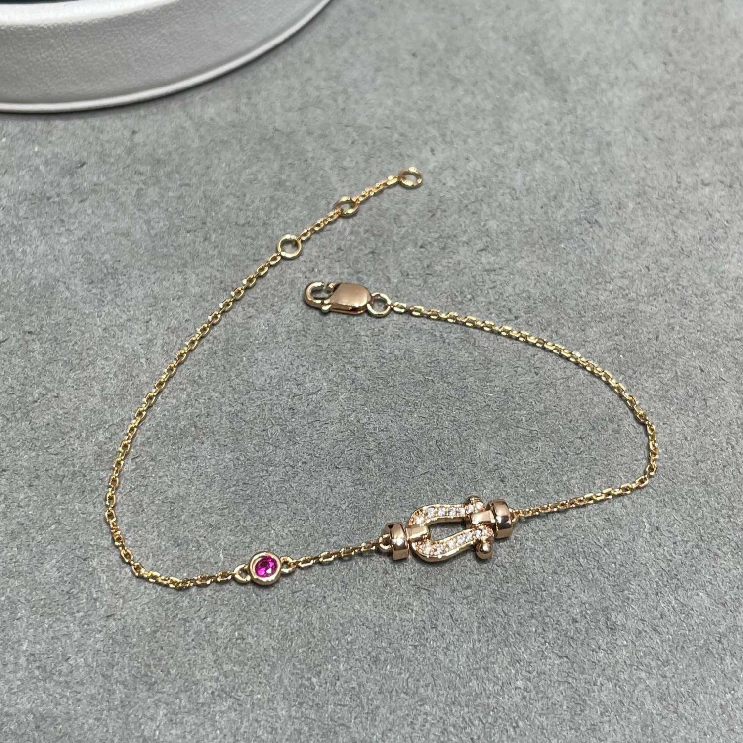 [Camiery]FORCE 10 DIAMOND CHAIN LINK PINK GOLD BRACELET
