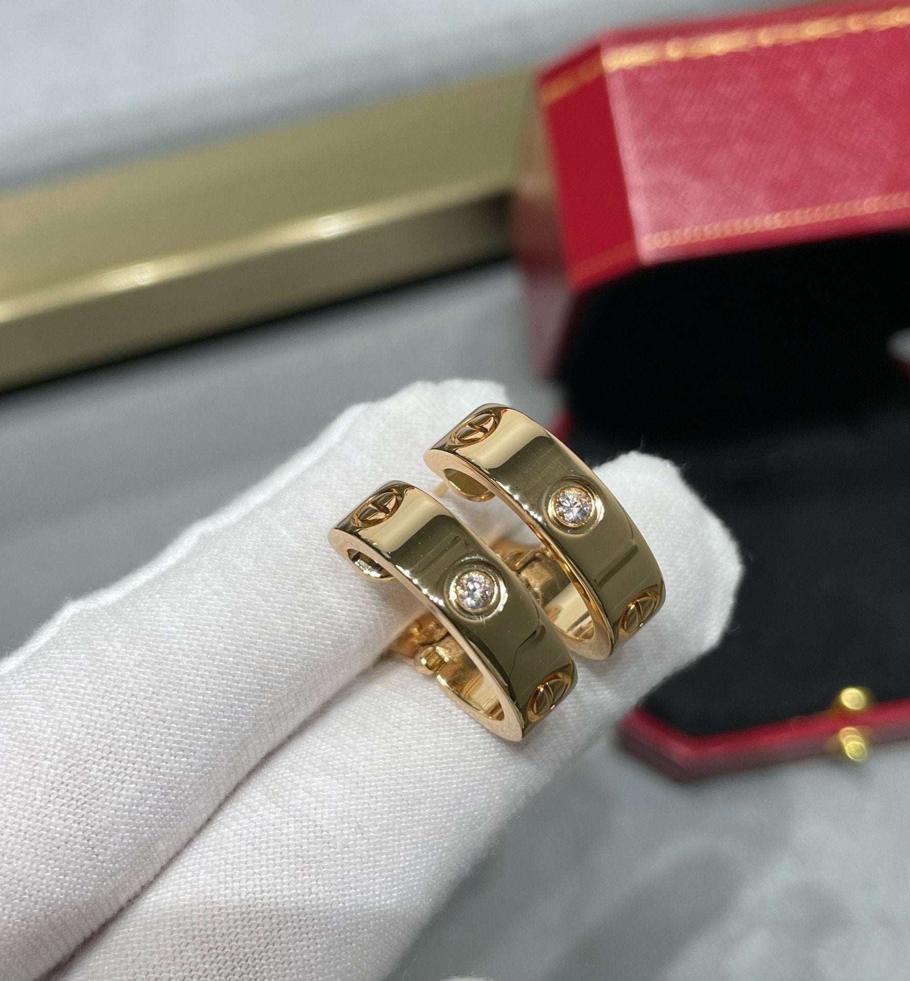 [CLOVER JEWELRY]LOVE 5.5MM 1 DIAMOND EARRINGS