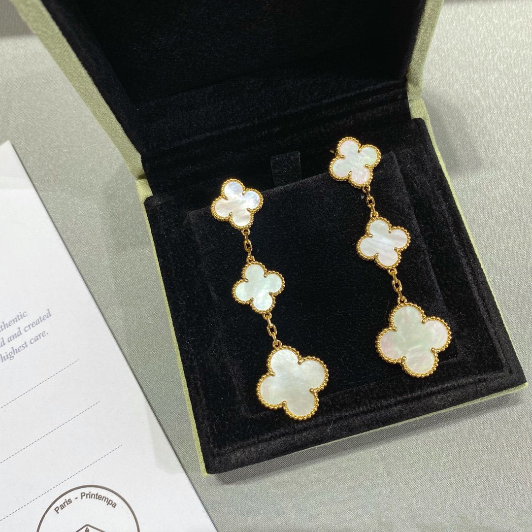 [Camiery]CLOVER MOP 3 MOTIFS GOLD EARRINGS