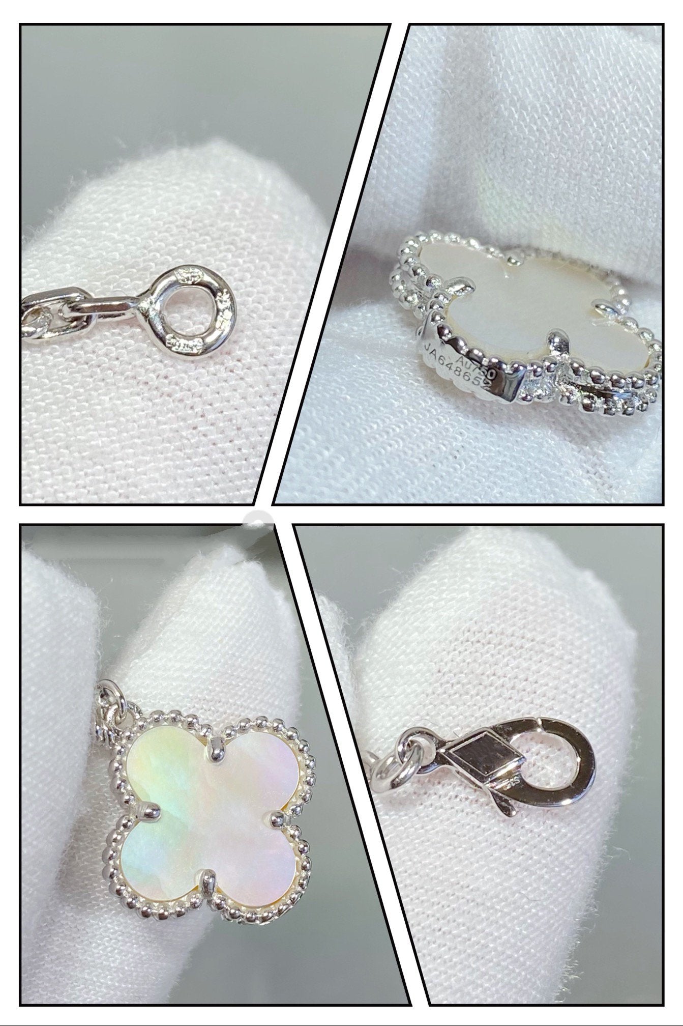 [Camiery]CLOVER 5 MOTIF WHITE MOP SILVER BRACELET