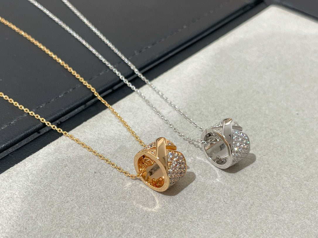 [CLOVER JEWELRY]LIENS EVIDENCE DIAMOND PAVED NECKLACE