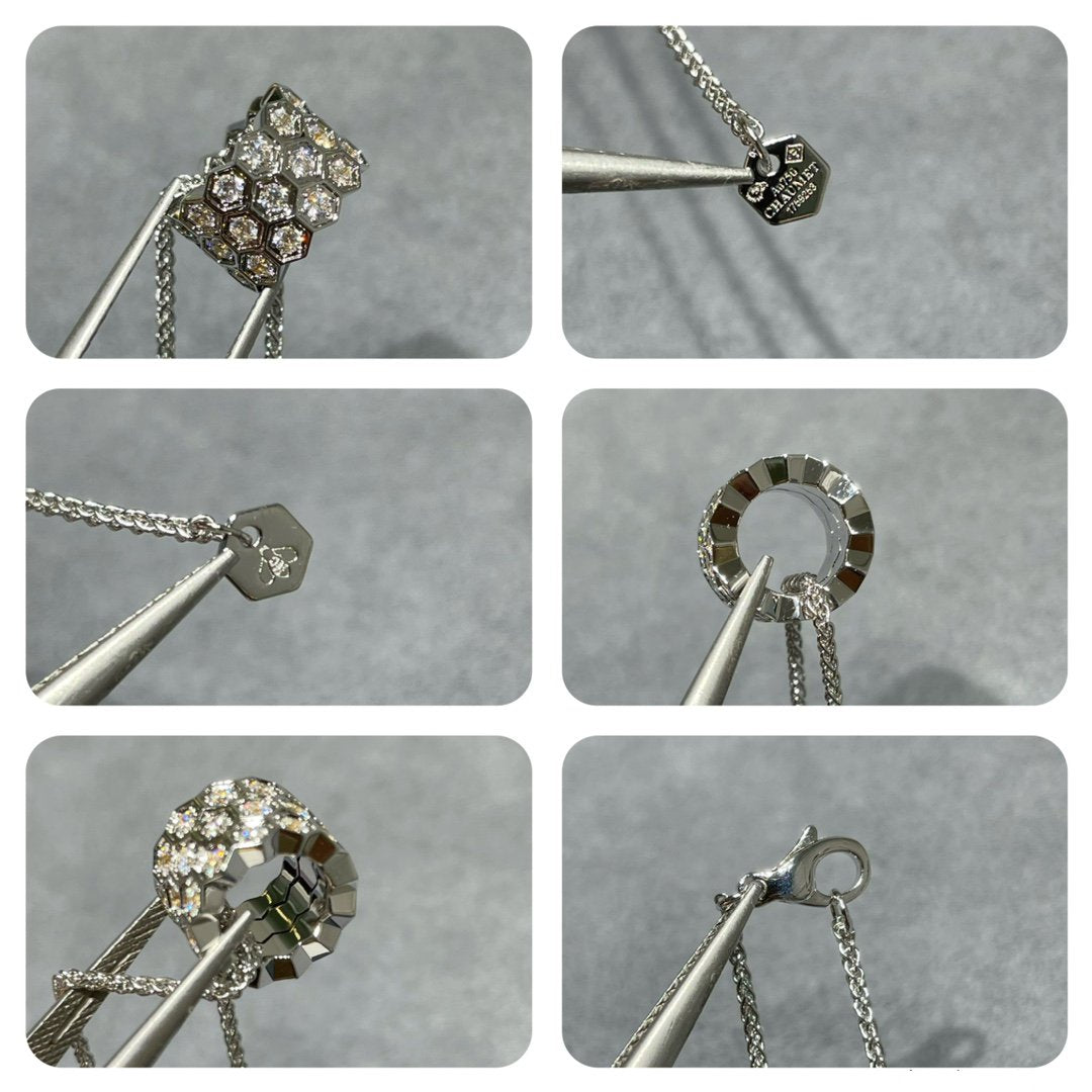 [CLOVER JEWELRY]BEE LOVE DIAMOND PAVED 3 ROW NECKLACE