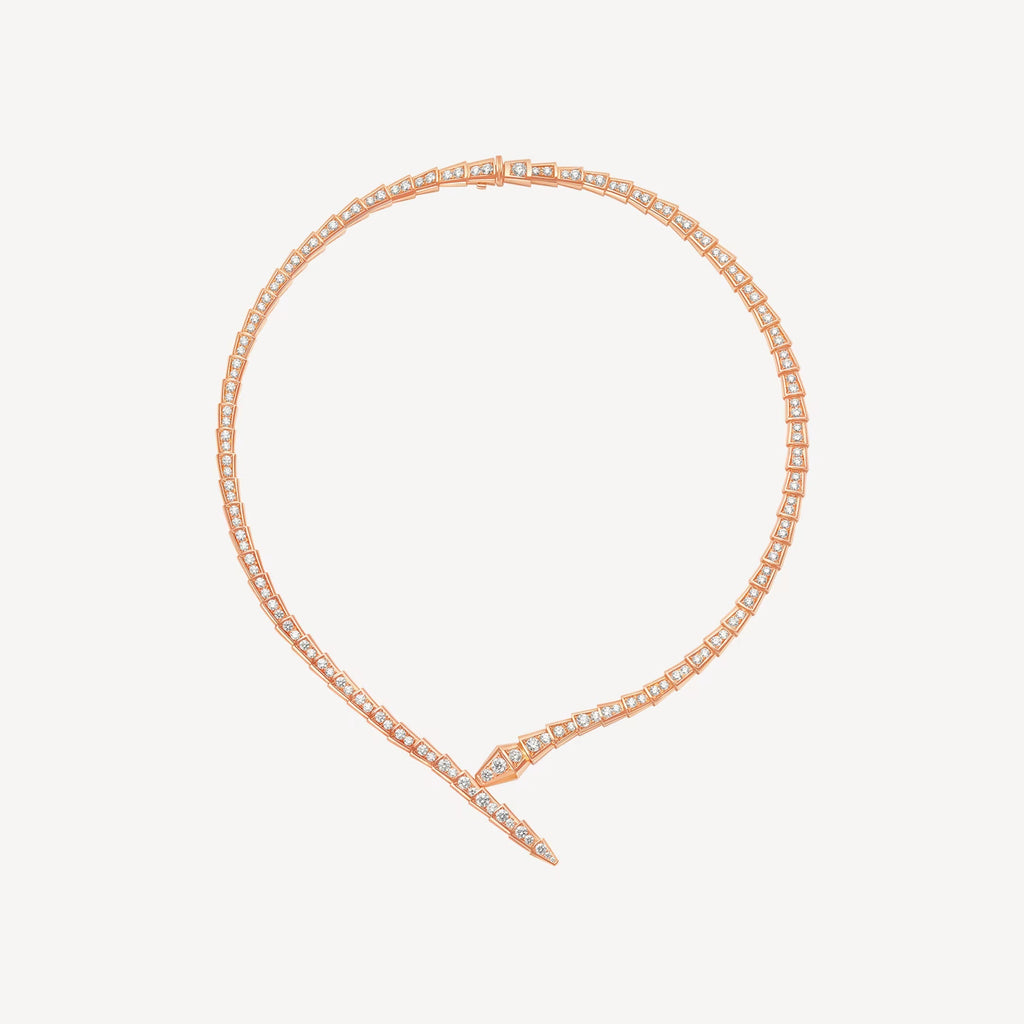 [Camiery] SNAKE-SHAPED FULL DIAMOND NECKLACE (GOLD) (ROSE GOLD)