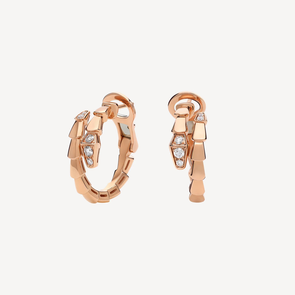 [Camiery] SNAKE-SHAPED DIAMOND EARRINGS (ROSE GOLD)