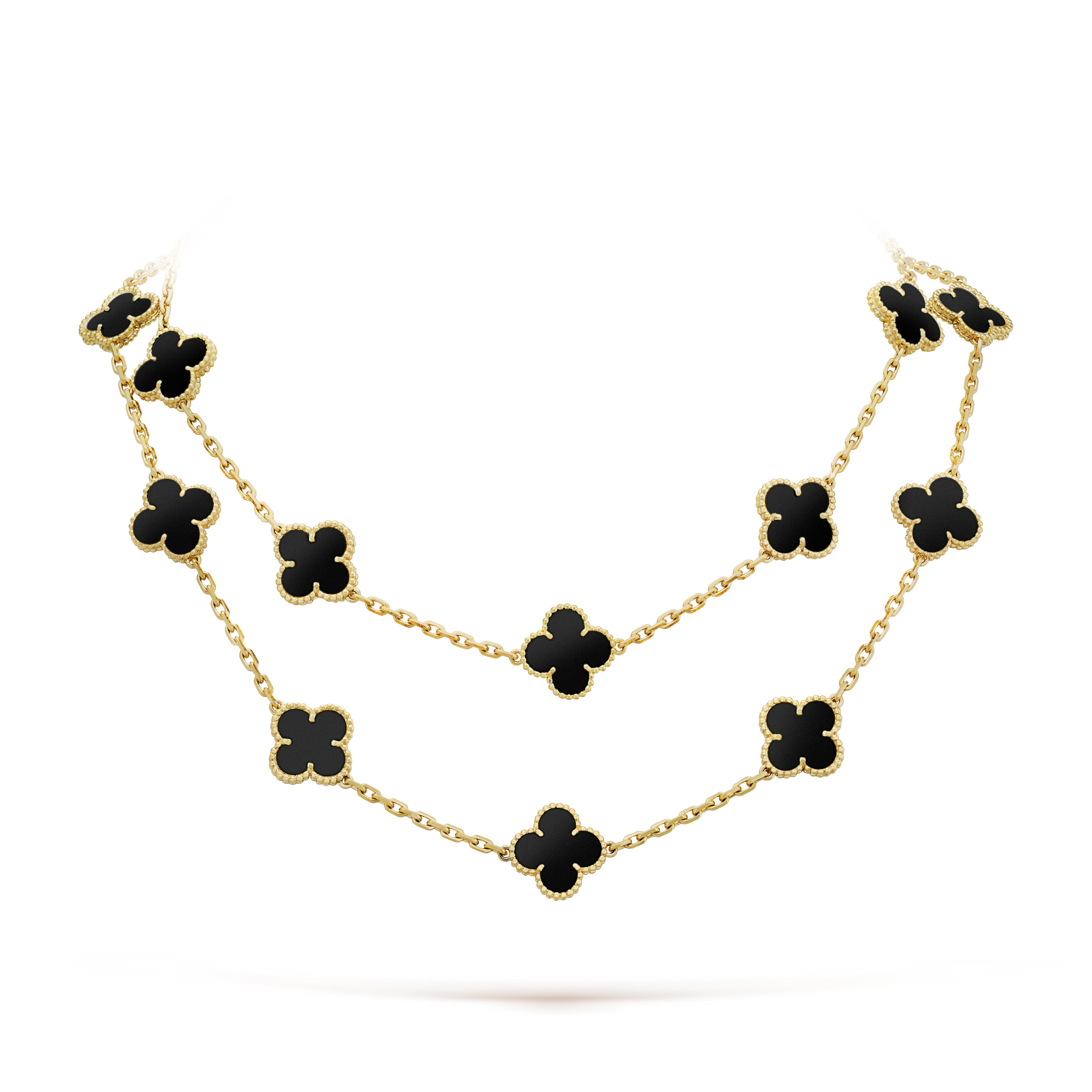 [Camiery]CLOVER 20 MOTIFS ONYX NECKLACE