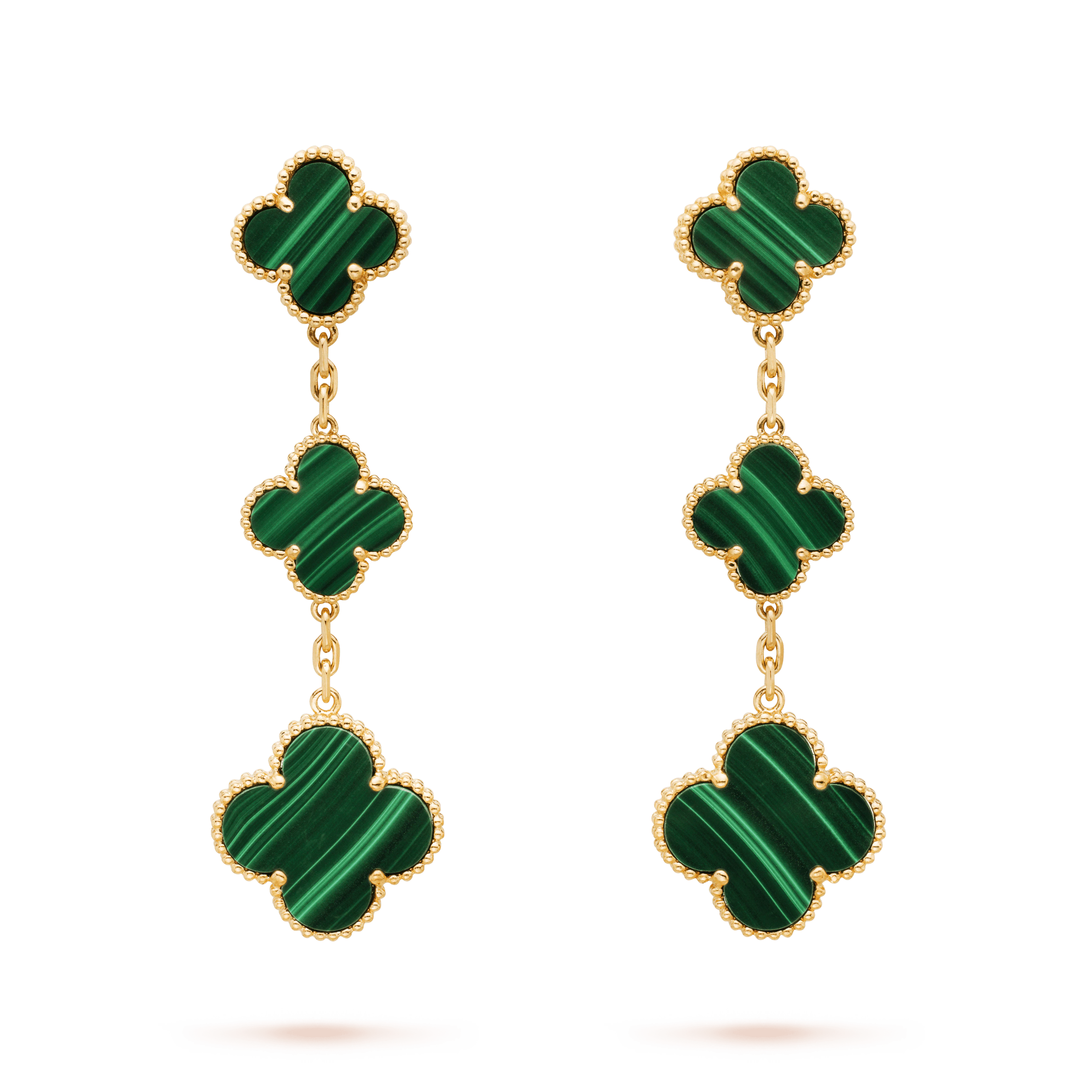 [Camiery]CLOVER MALACHITE 3 MOTIFS GOLD