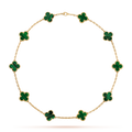 [Camiery] VA CLOVER 10 MOTIFS MALACHITE NECKLACE