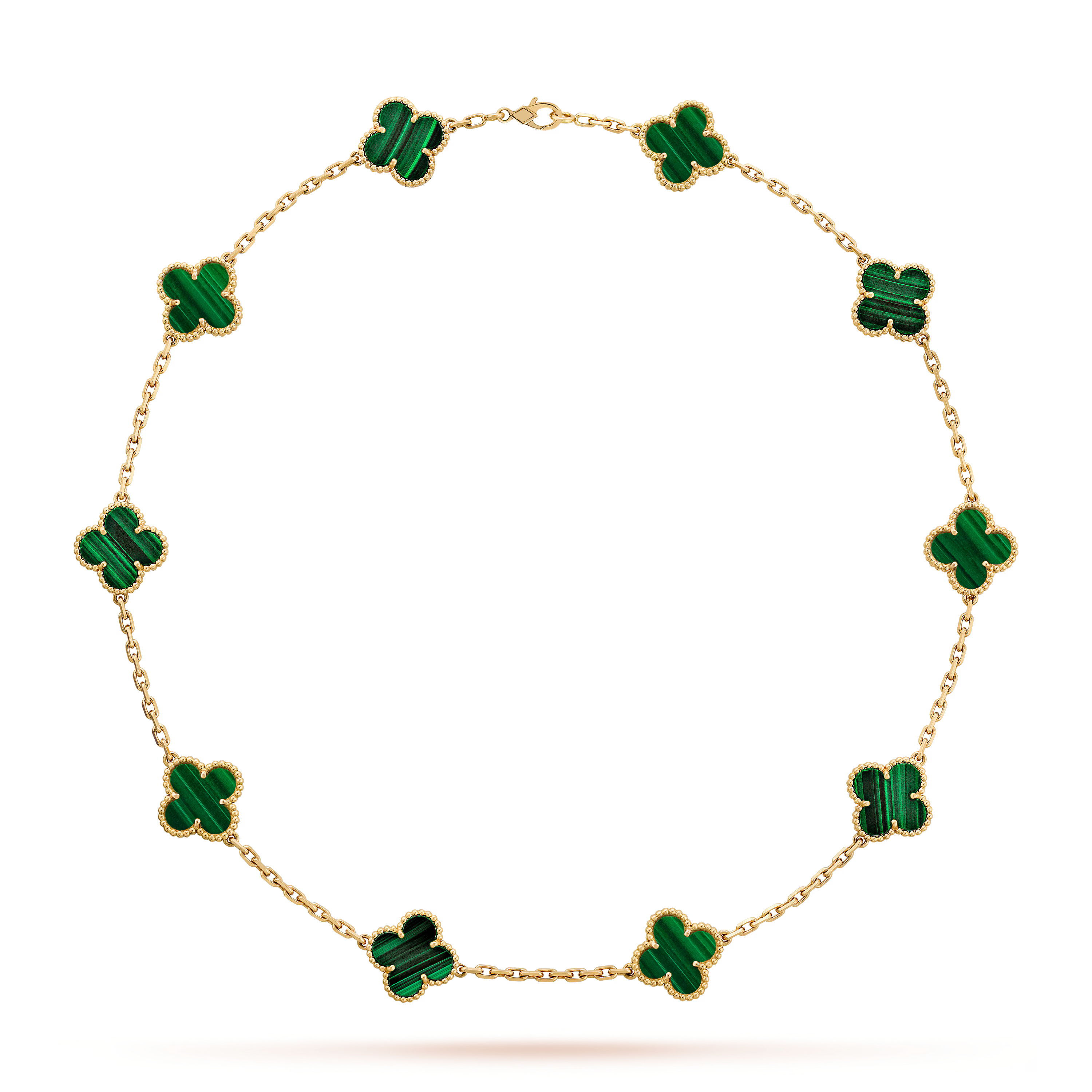 [Camiery] VA CLOVER 10 MOTIFS MALACHITE NECKLACE