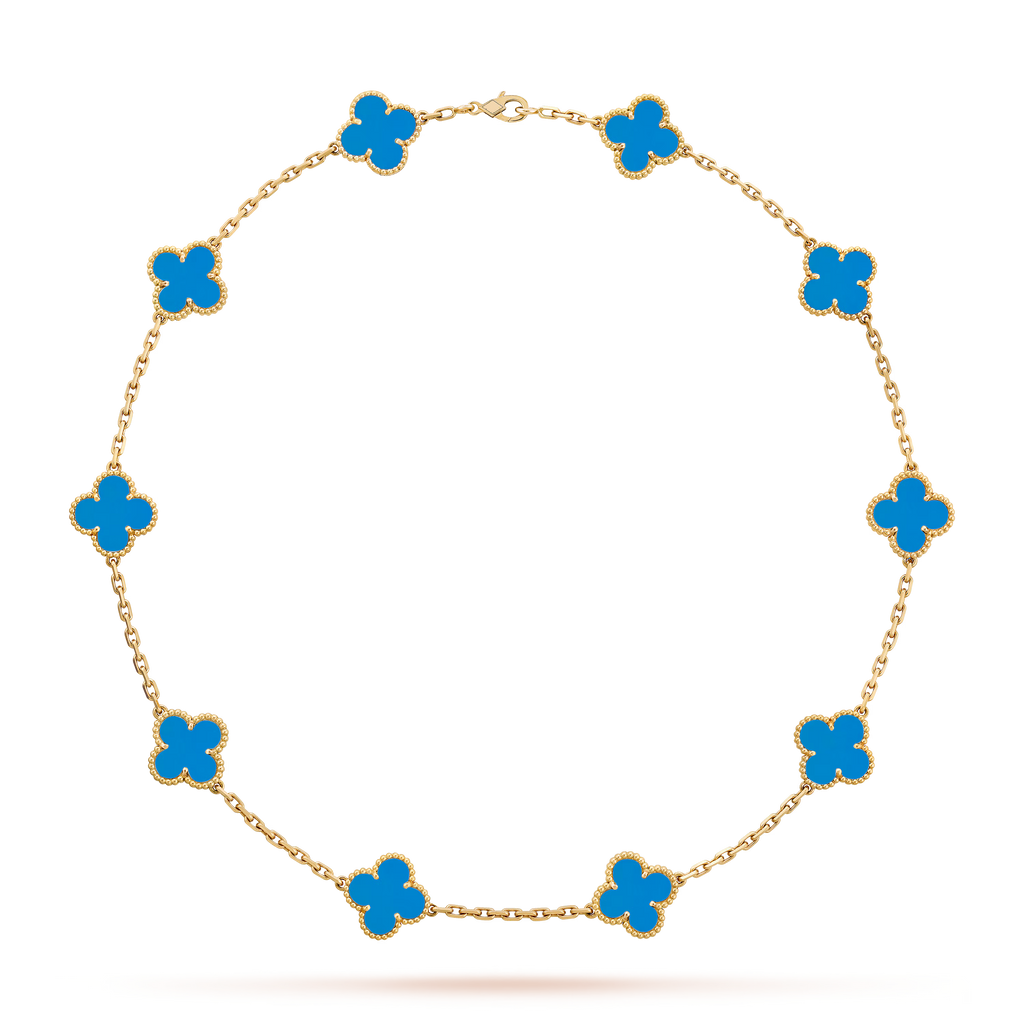 [Camiery] VA CLOVER 10 MOTIFS AGATE NECKLACE