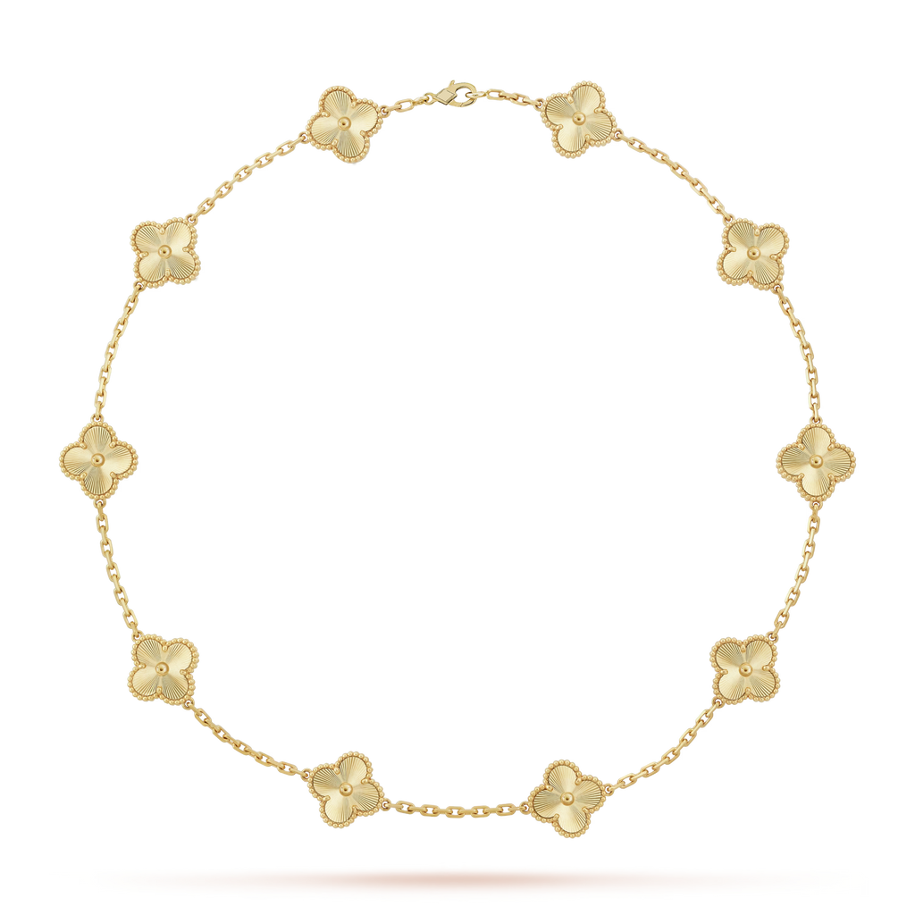[Camiery] VA CLOVER 10 MOTIFS LASER GOLD NECKLACE