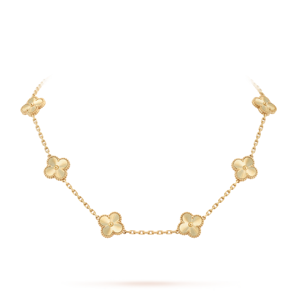[Camiery] VA CLOVER 10 MOTIFS LASER GOLD NECKLACE