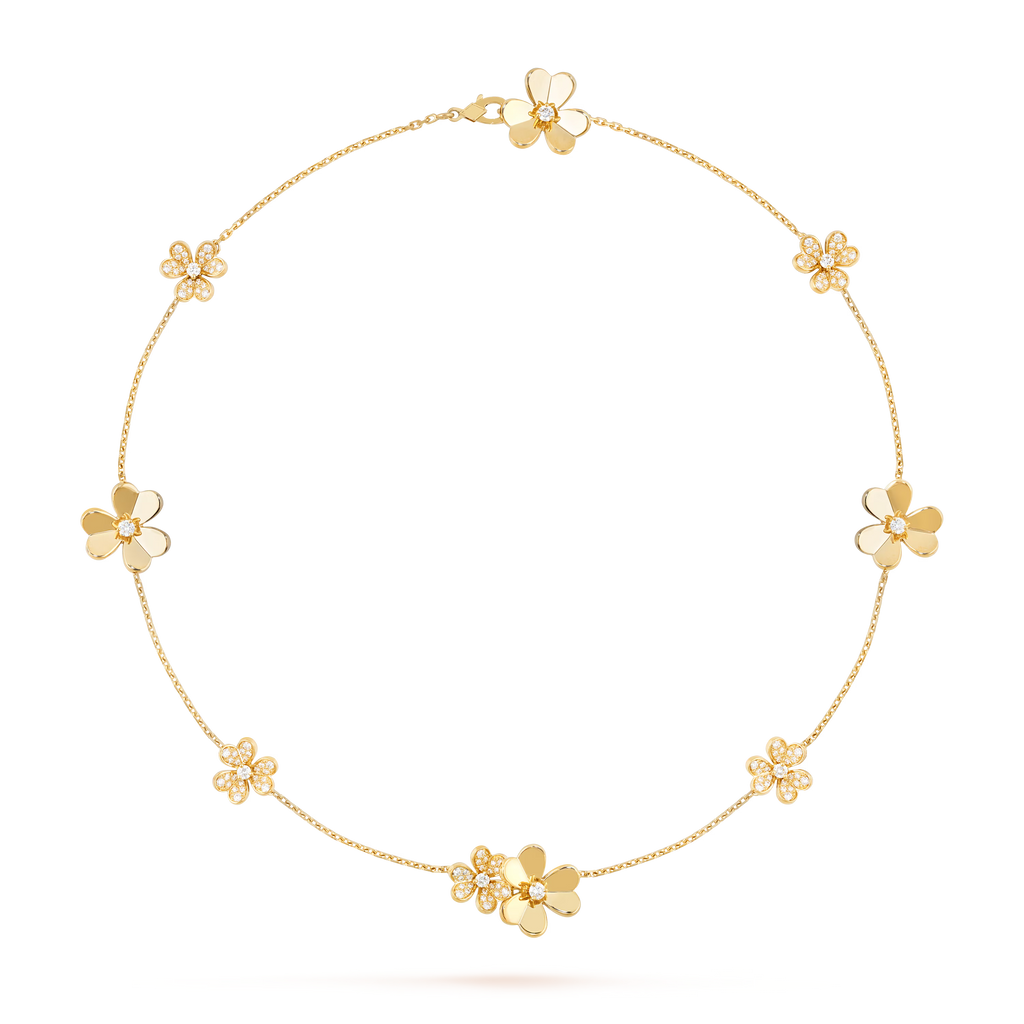 [Camiery] VA FRIVOLE SILVER 9 FLOWERS DIAMOND NECKLACE GOLD