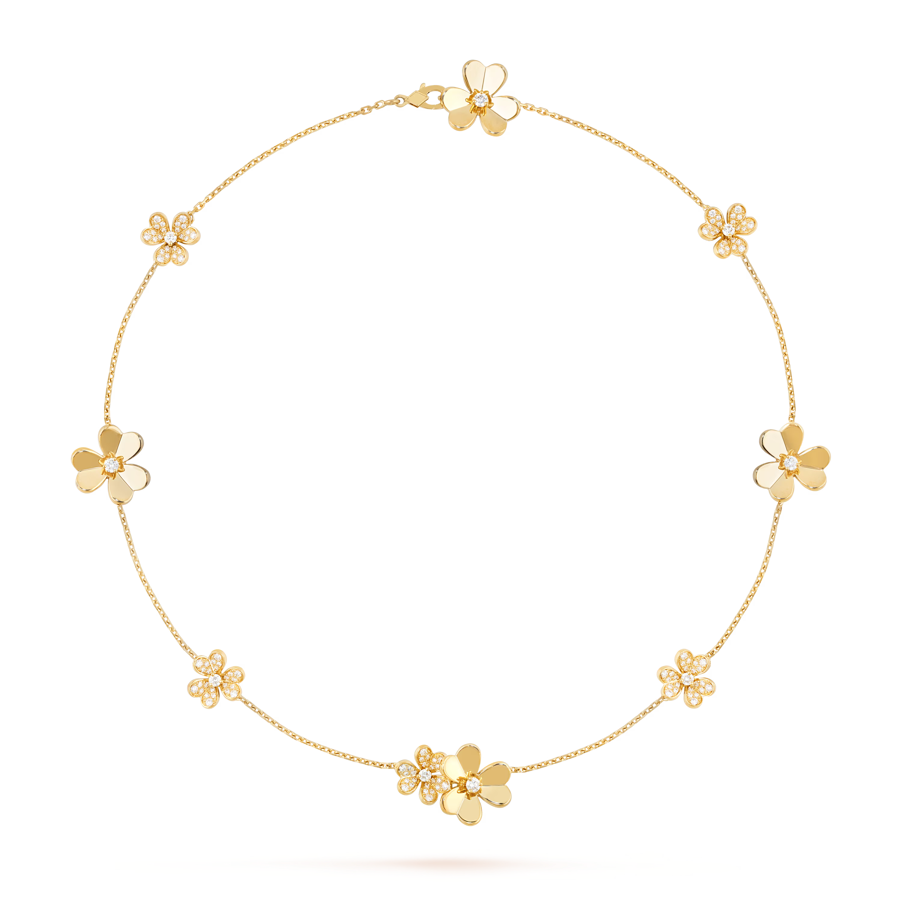 [Camiery] VA FRIVOLE SILVER 9 FLOWERS DIAMOND NECKLACE GOLD