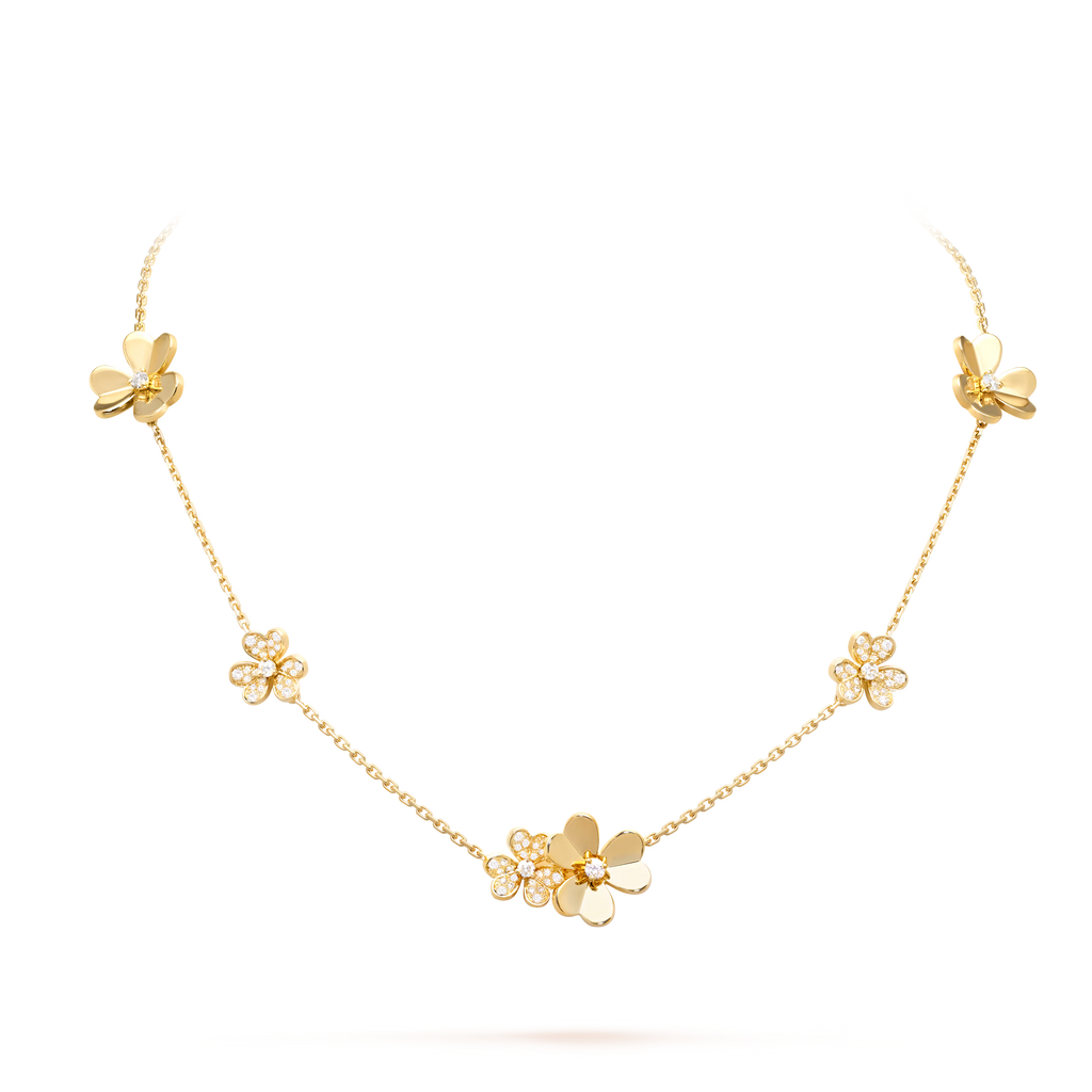[Camiery] VA FRIVOLE SILVER 9 FLOWERS DIAMOND NECKLACE GOLD