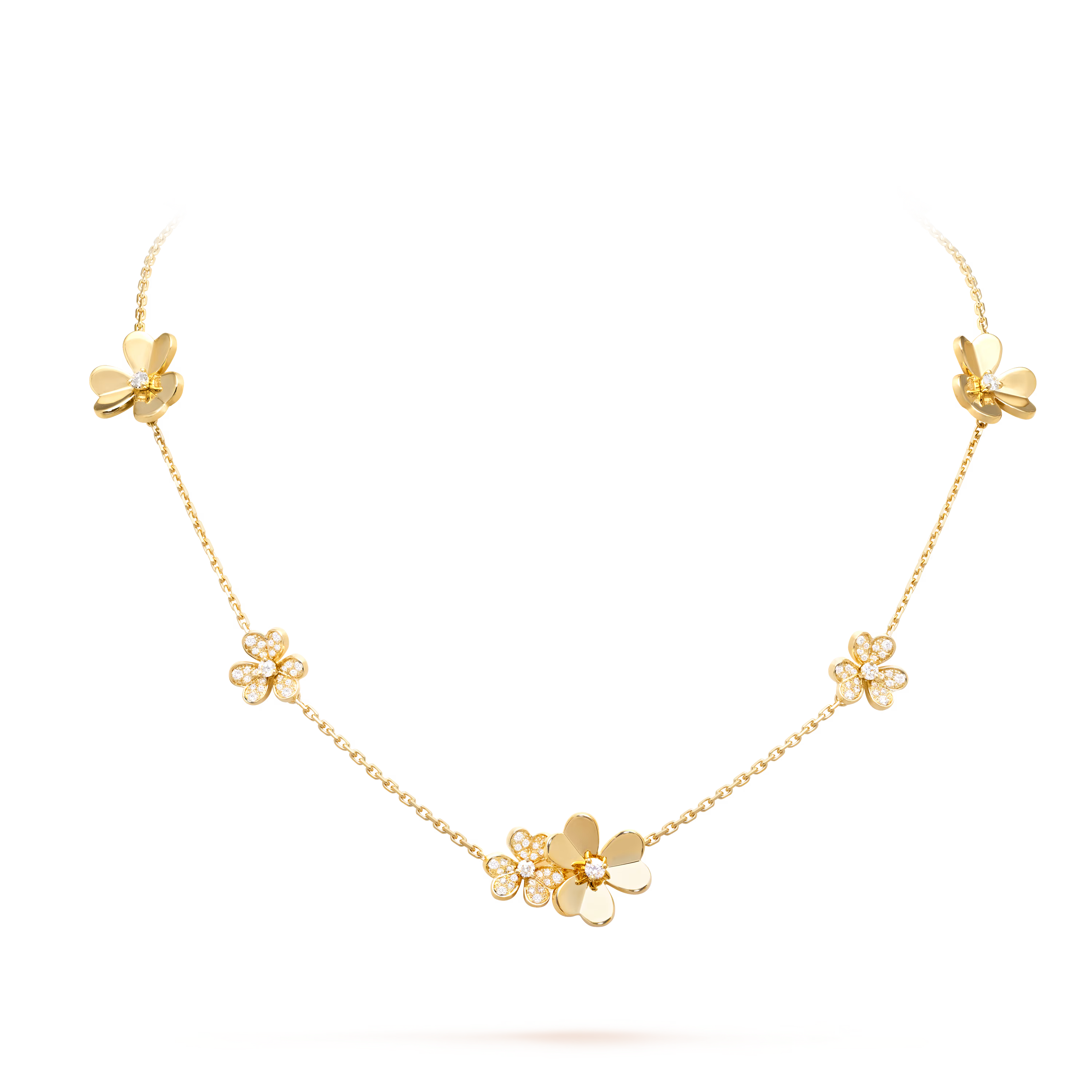 [Camiery] VA FRIVOLE SILVER 9 FLOWERS DIAMOND NECKLACE GOLD