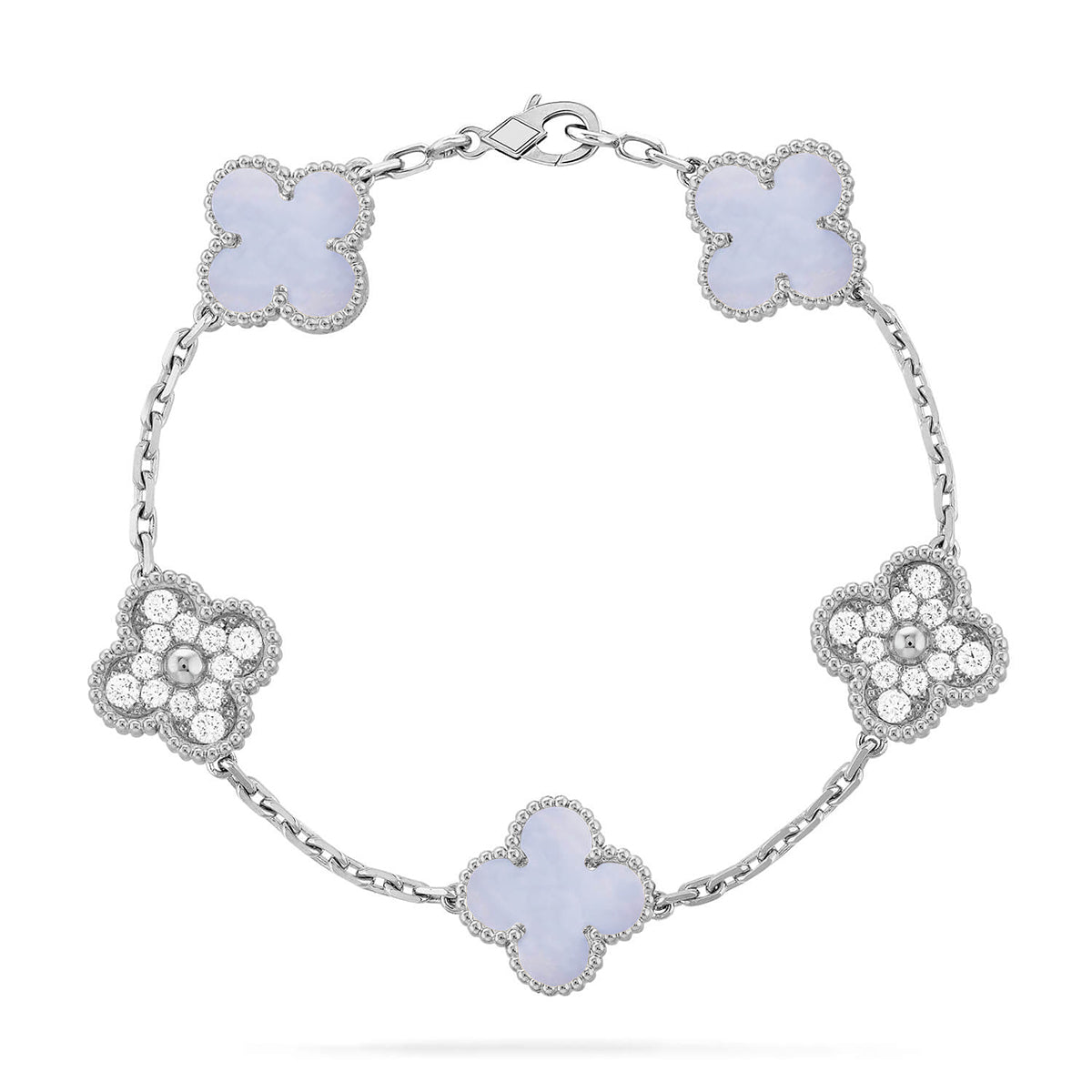 [Camiery] CLOVER 5 MOTIF PURPLE CHALCEDONY BRACELET COLLECTION