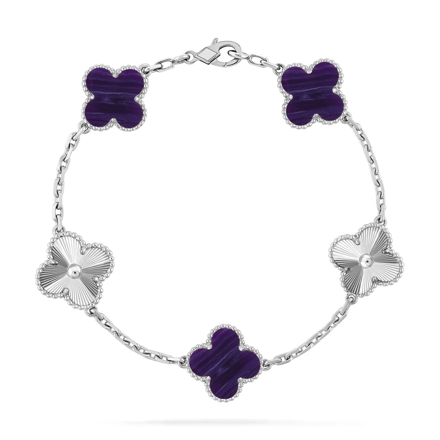 [Camiery]CLOVER 5 MOTIF PURPLE STRIPES BRACELET COLLECTION