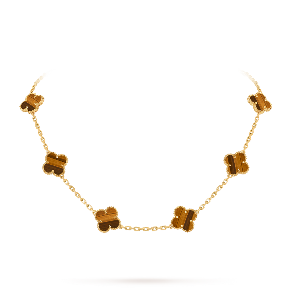 [Camiery] VA CLOVER 10 MOTIFS TIGER EYE NECKLACE