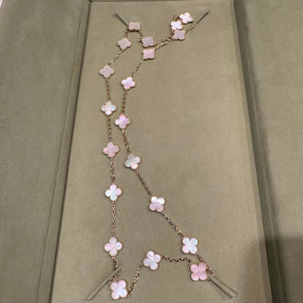 [Camiery]CLOVER 20 MOTIFS PINK MOP NECKLACE