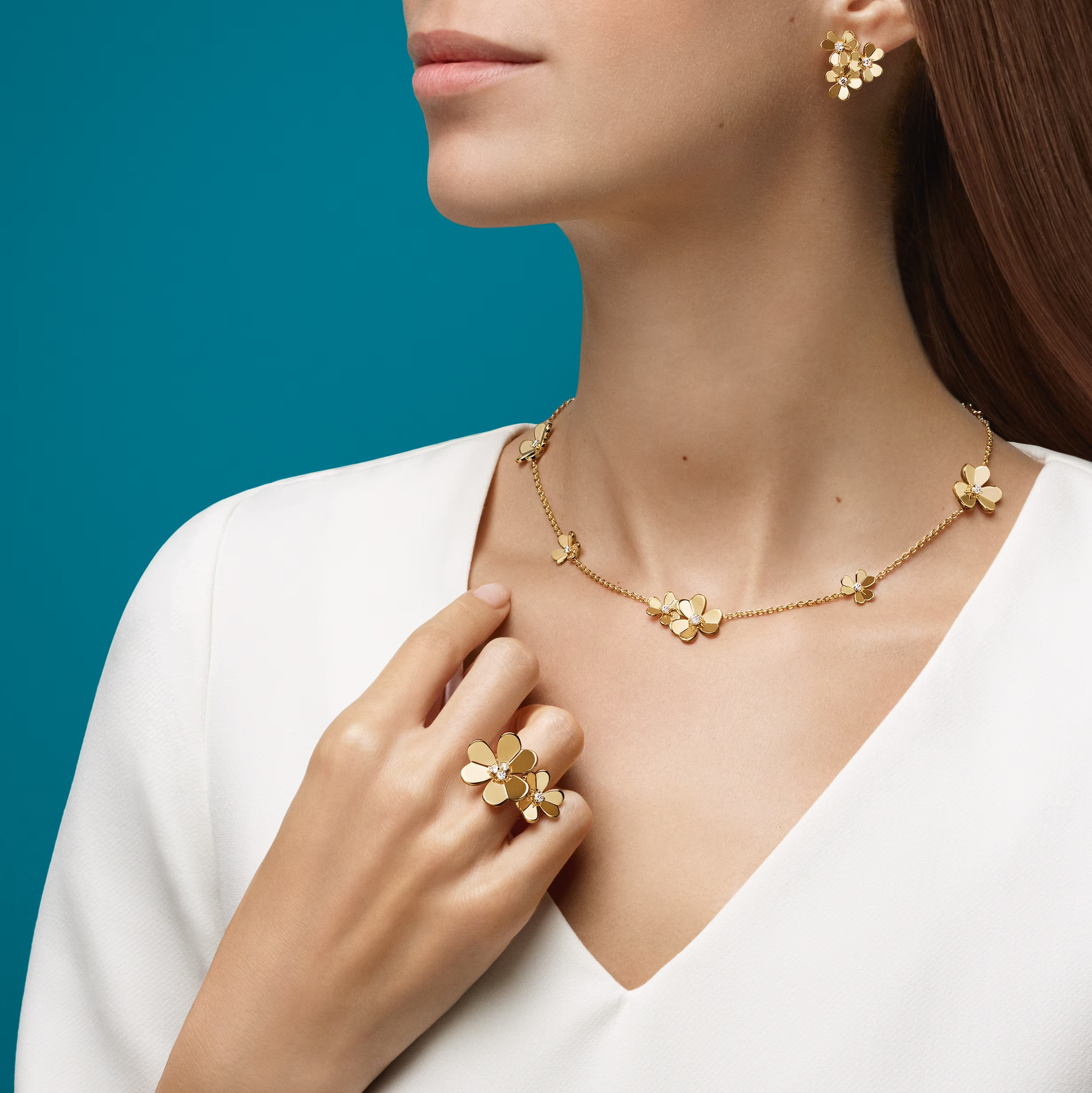 [Camiery] VA FRIVOLE SILVER 9 FLOWERS NECKLACE GOLD