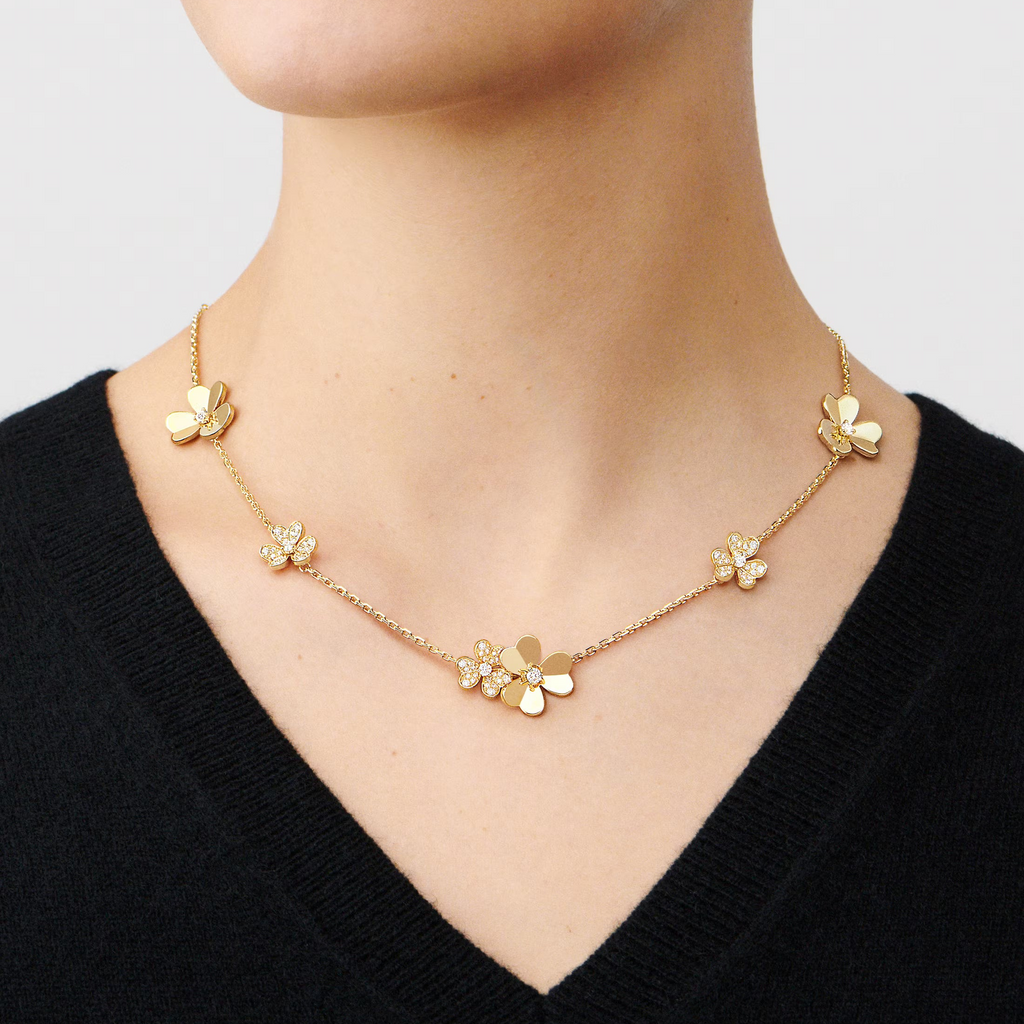 [Camiery] VA FRIVOLE SILVER 9 FLOWERS DIAMOND NECKLACE GOLD