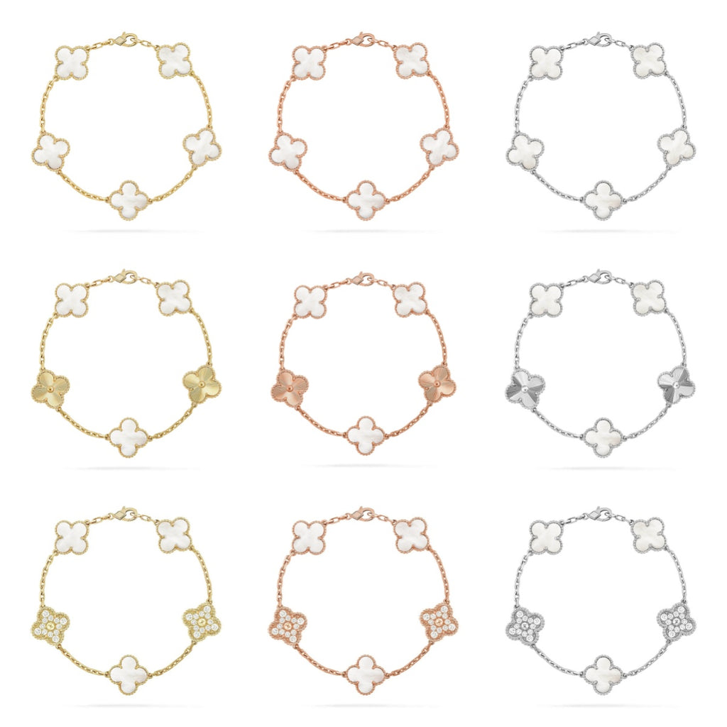 [CLOVER JEWELRY]CLOVER WHITE PEARL MOP 5 MOTIF BRACELET COLLECTION