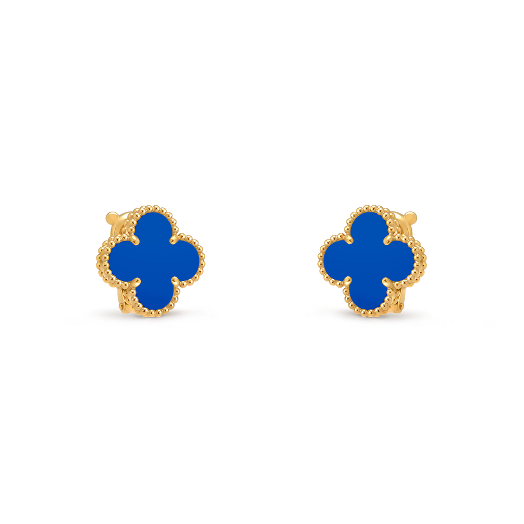 [Camiery] VA CLOVER 1 MOTIFS AGATE GOLD EARRINGS
