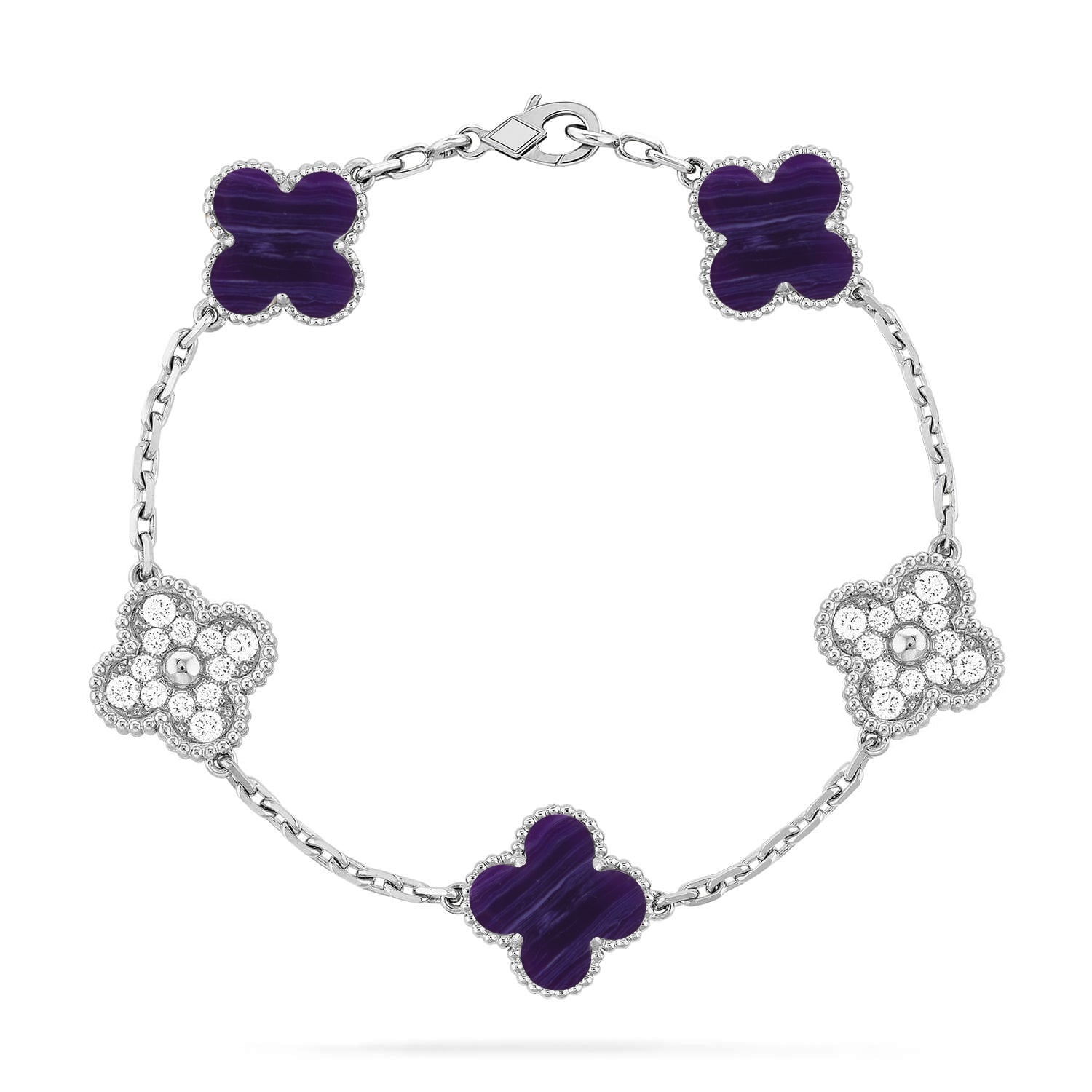 [Camiery]CLOVER 5 MOTIF PURPLE STRIPES BRACELET COLLECTION