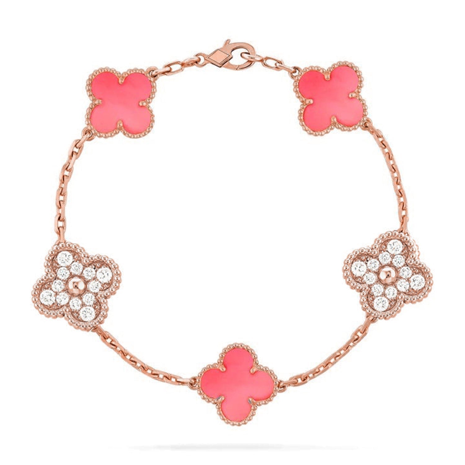 [Camiery] CLOVER 5 MOTIFS  PINK MOP BRACELET COLLECTION