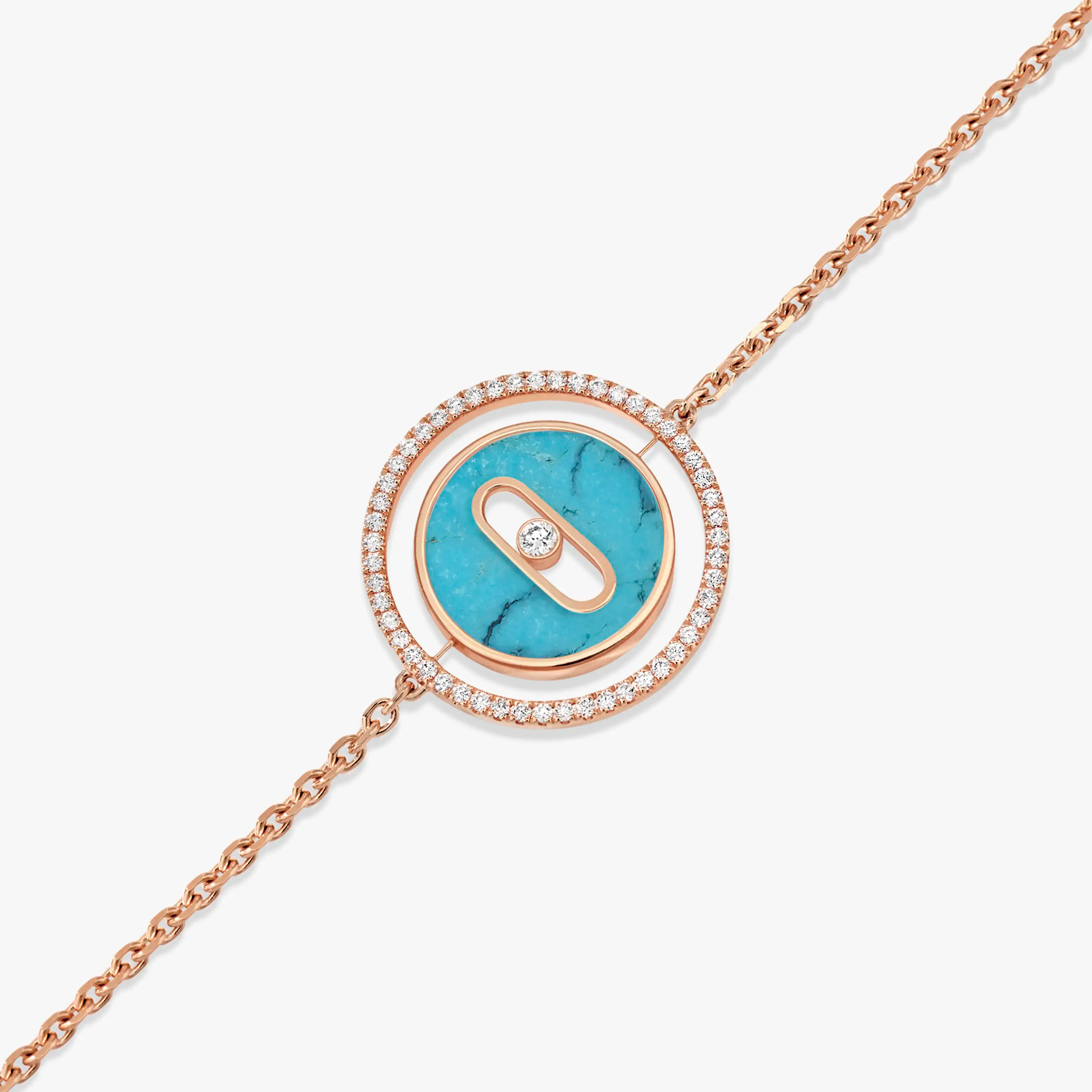 [Camiery]LUCKY MOVE TURQUOISE PINK GOLD DIAMOND BRACELET