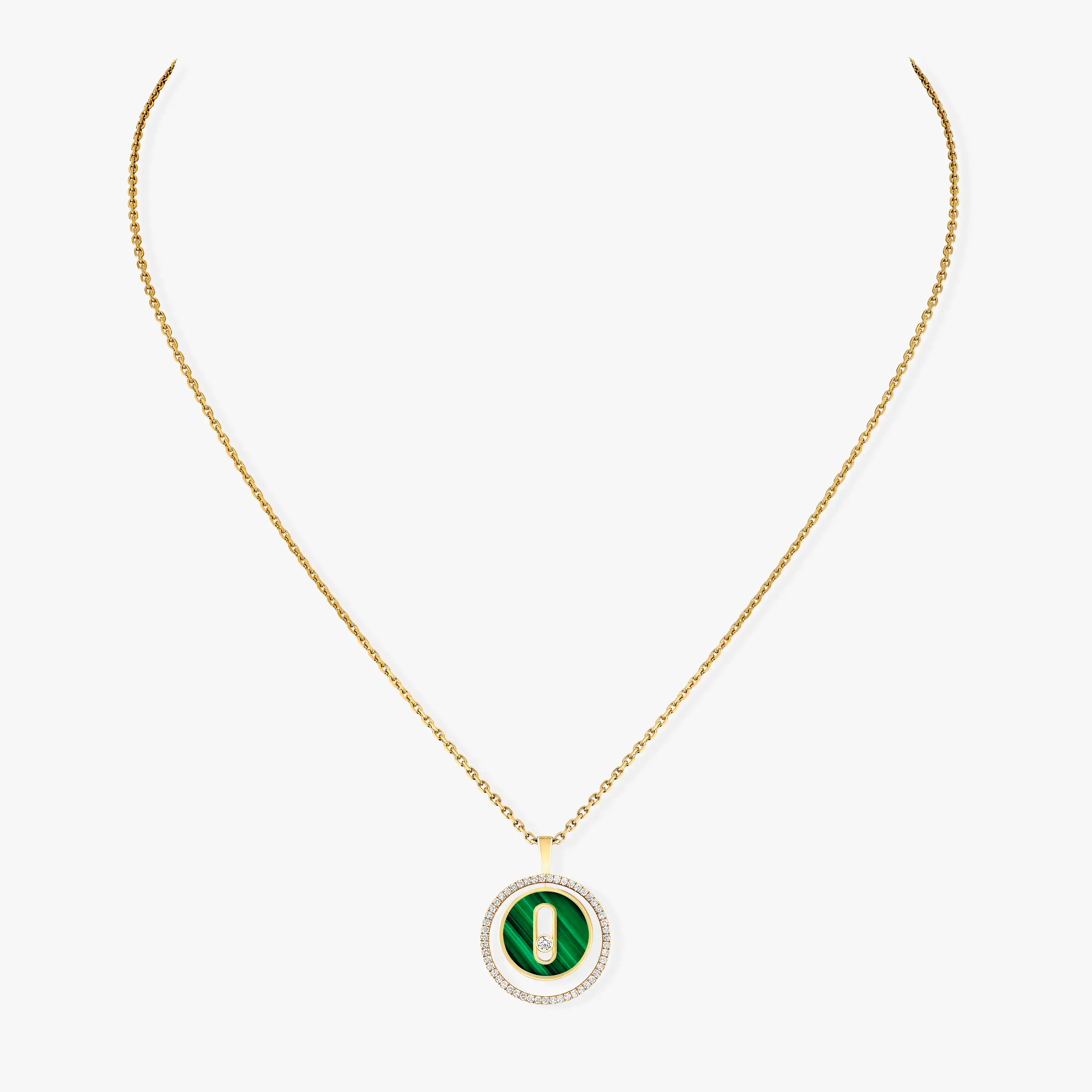 [Camiery]LUCKY MOVE 1 DIAMOND MALACHITE GOLD DIAMOND NECKLACE