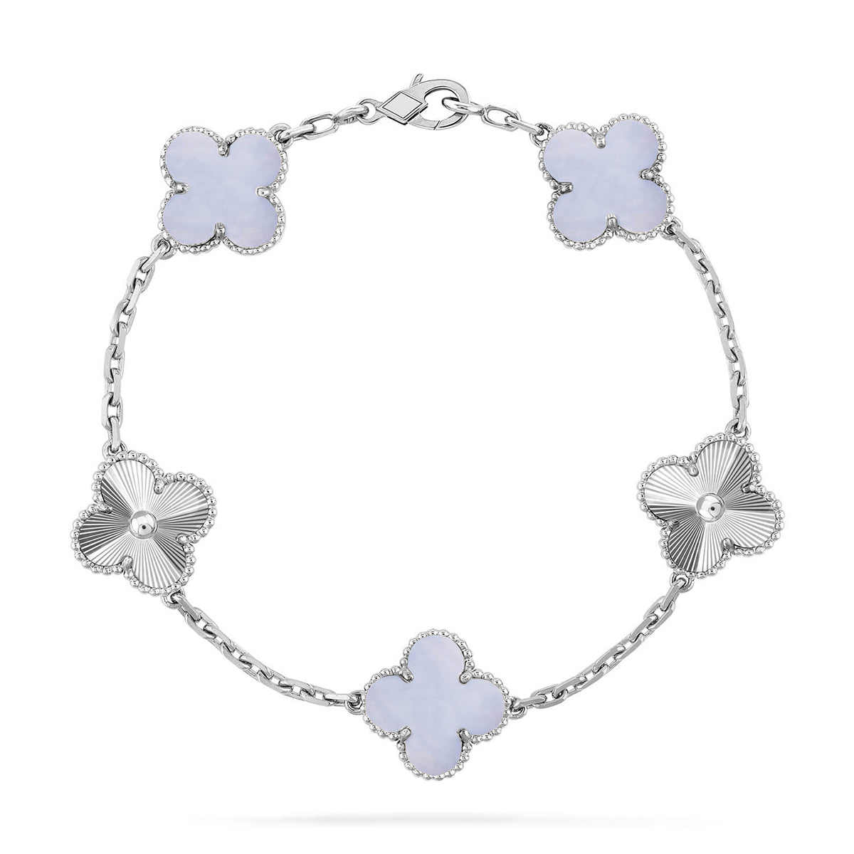 [Camiery] CLOVER 5 MOTIF PURPLE CHALCEDONY BRACELET COLLECTION