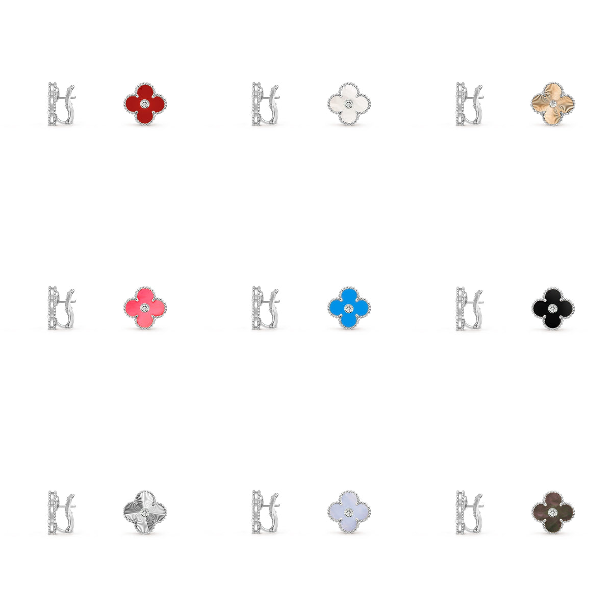 [Camiery]CLOVER SILVER 15MM MOP DIAMOND EARRINGS COLLECTION