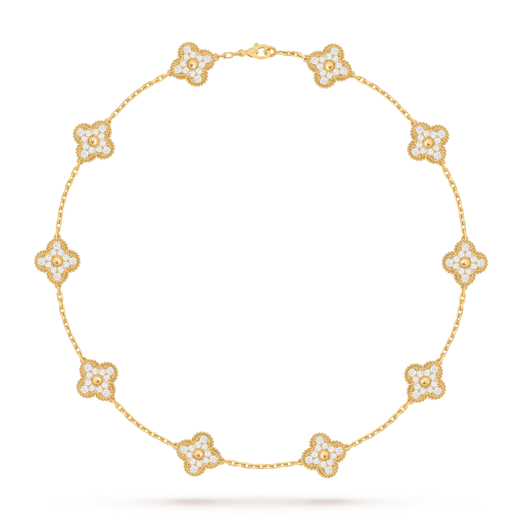 [Camiery] VA CLOVER 10 MOTIFS DIAMOND GOLD NECKLACE