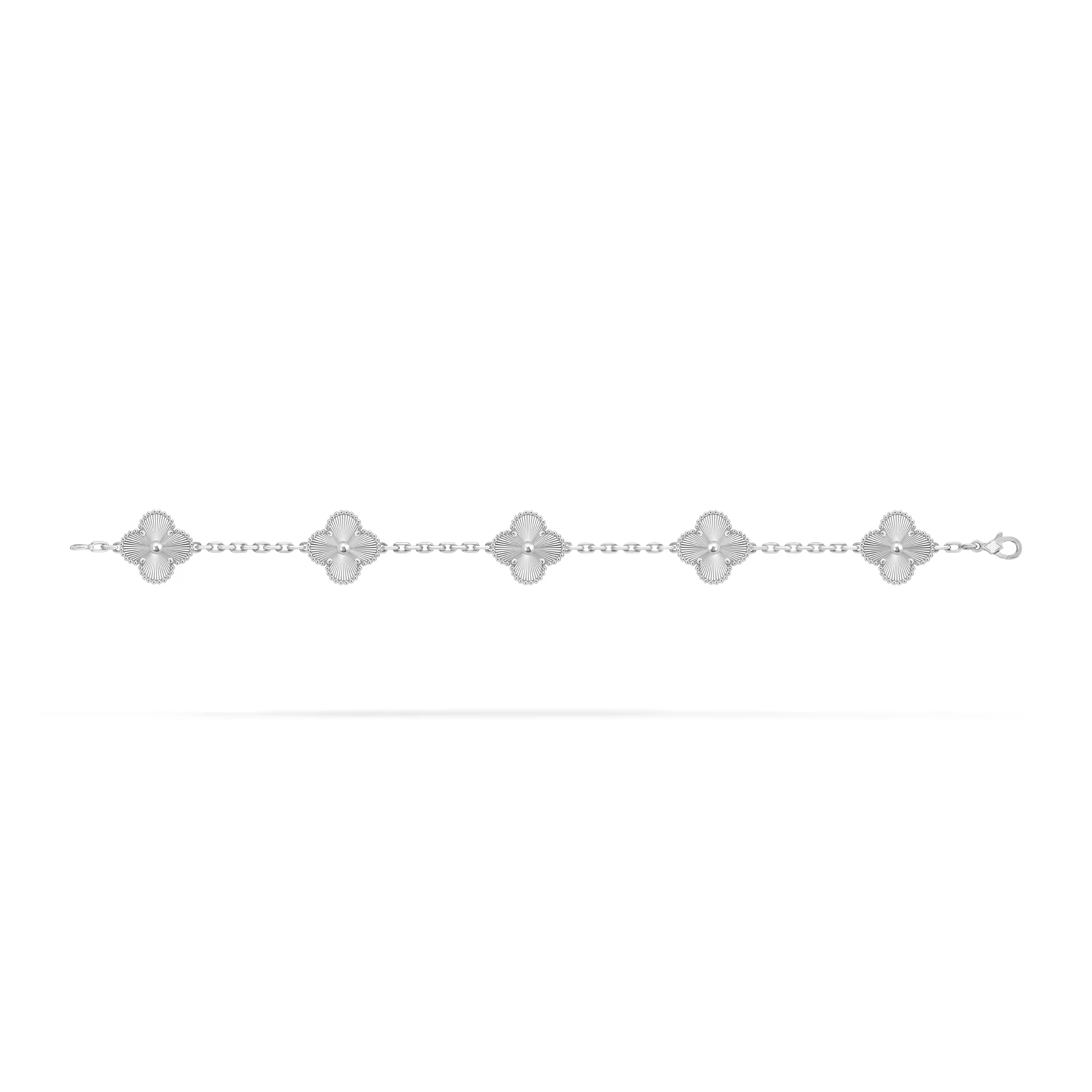 [Camiery] VA CLOVER 5 MOTIFS LASER WHITE GOLD BRACELET