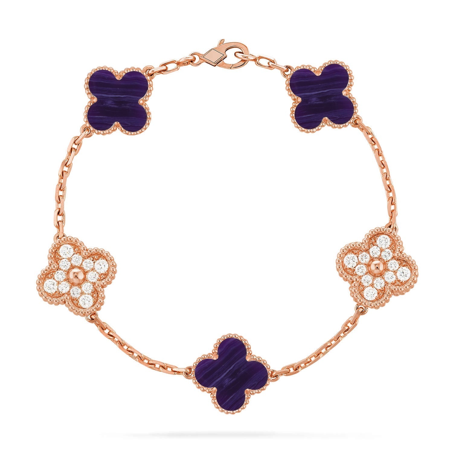[Camiery]CLOVER 5 MOTIF PURPLE STRIPES BRACELET COLLECTION
