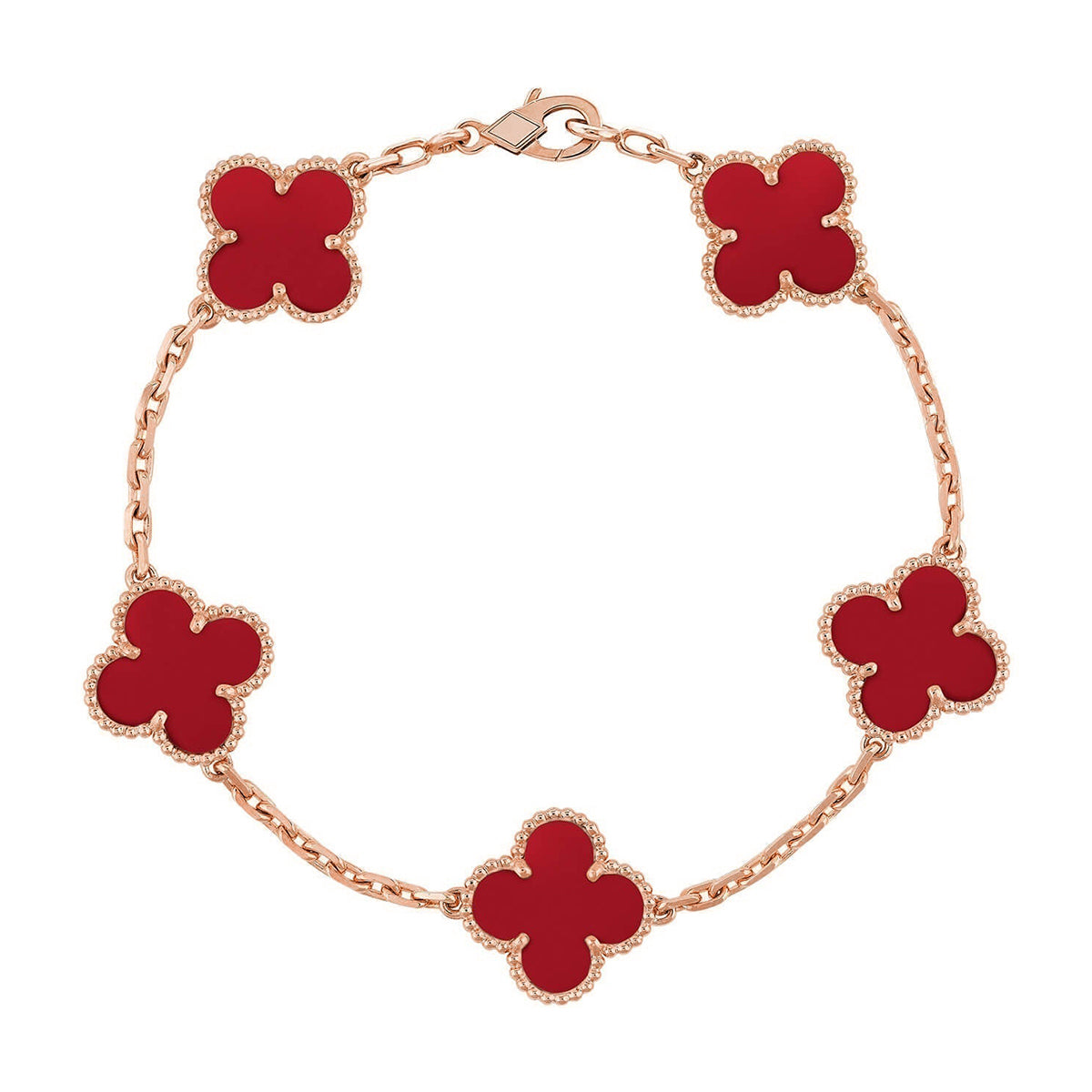 [CLOVER JEWELRY] CLOVER 5 MOTIF RED CORNELIAN BRACELET COLLECTION