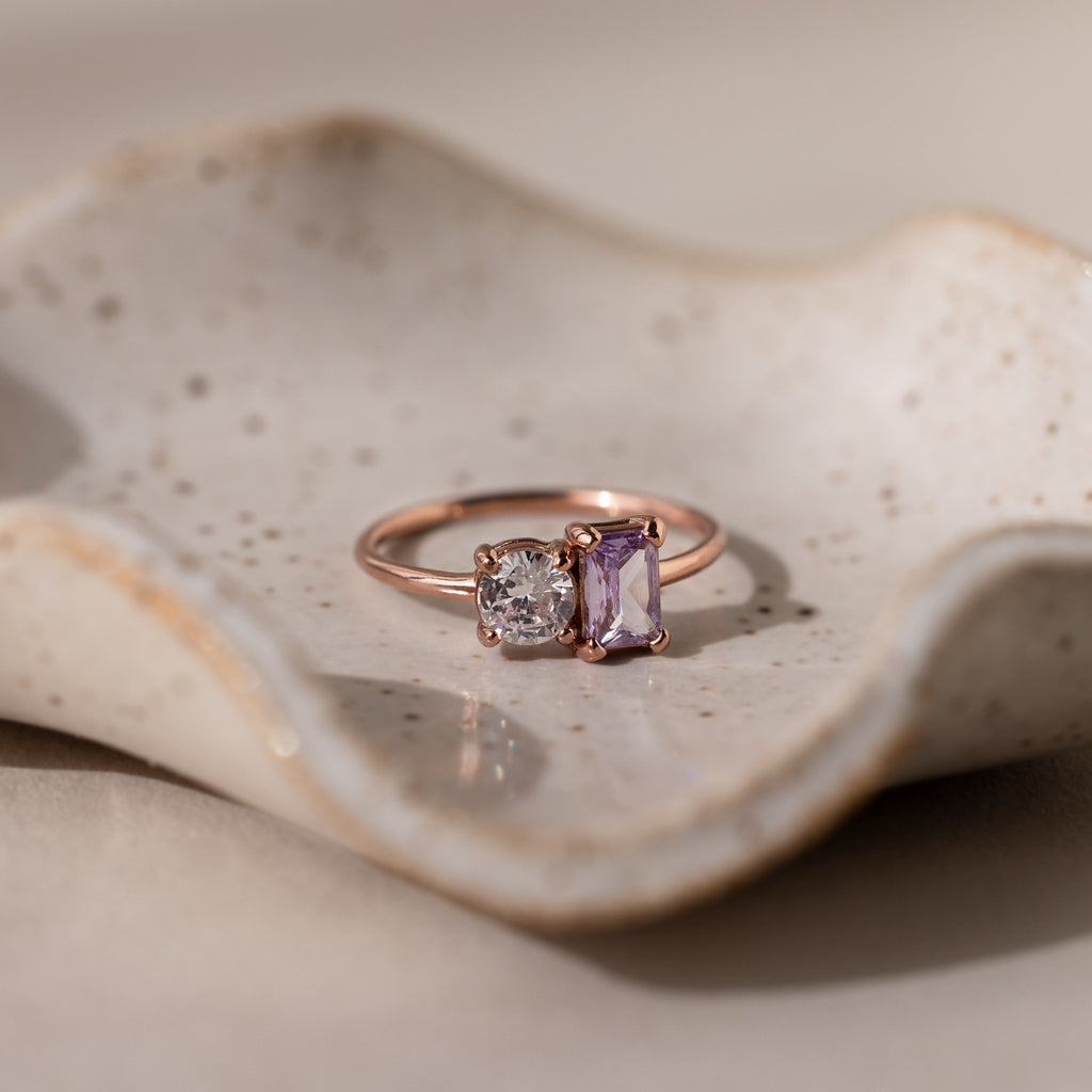 Toi et Moi Emerald Birthstone Ring