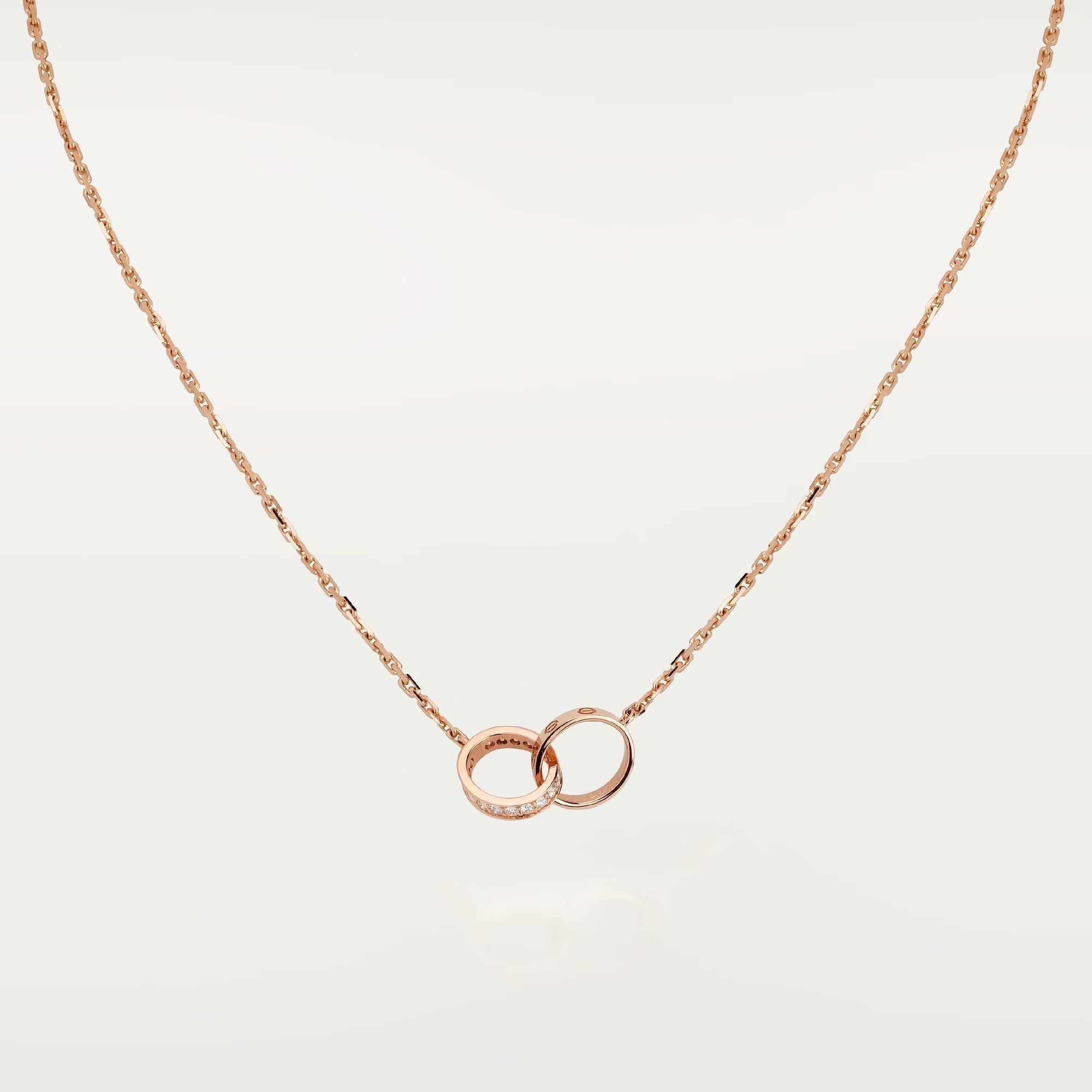 [Camiery] LOVE DOUBLE RING HALF DIAMOND NECKLACE