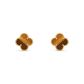 [Camiery] VA CLOVER 1 MOTIFS TIGER EYE GOLD EARRINGS