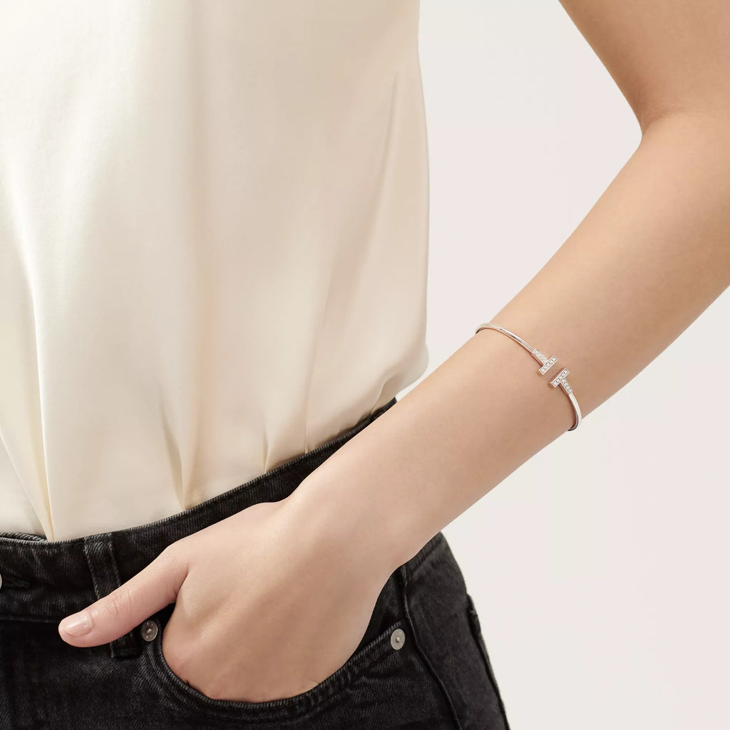 [Camiery] TF Bracelet - White Gold Wire with Diamonds