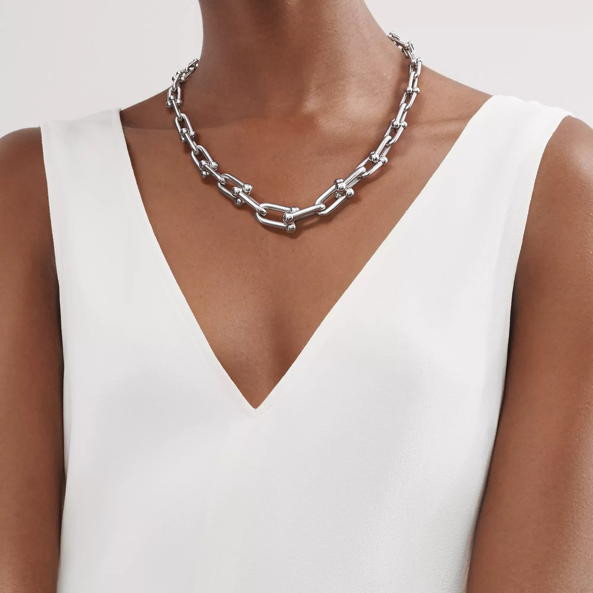 [Camiery] TF Pulse Necklace - Graduated Link (White Gold)