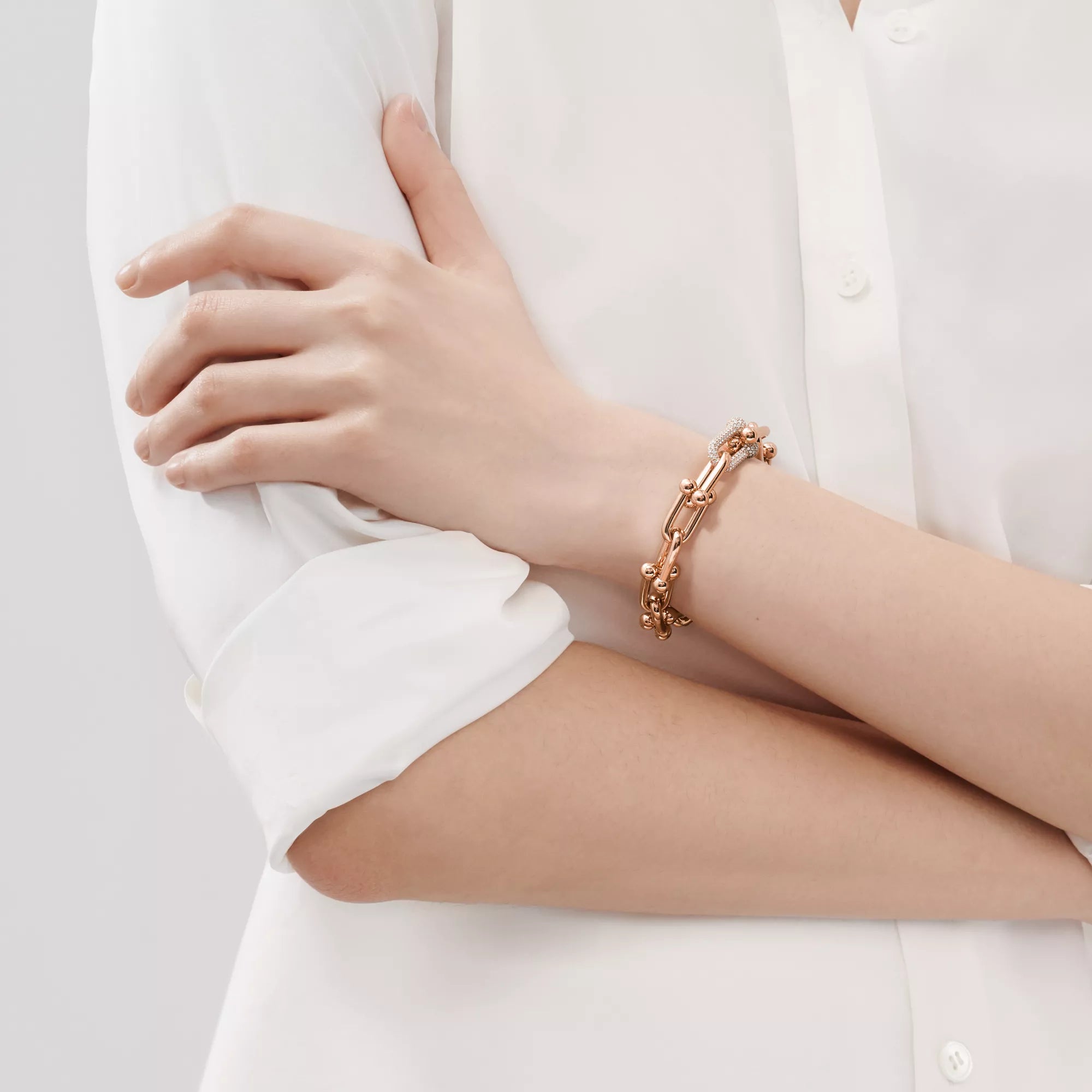 [Camiery] TF Pulse Bracelet - Large Link Single Diamond Link (Rose Gold)