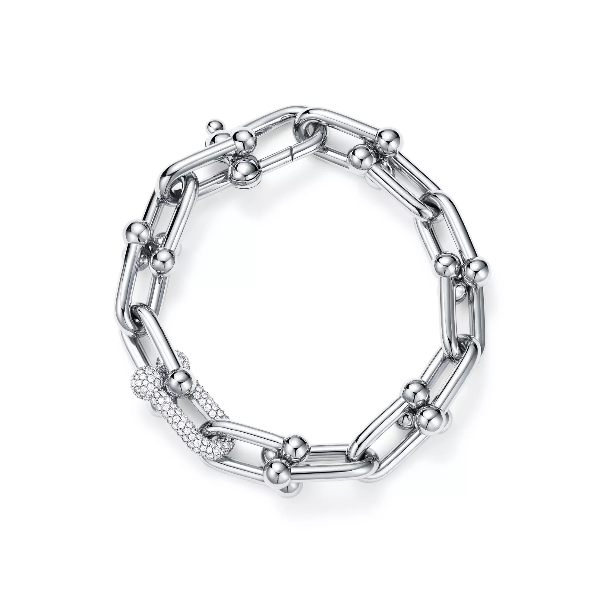 [Camiery] TF Pulse Bracelet - Large Link Single Diamond Link (White Gold)