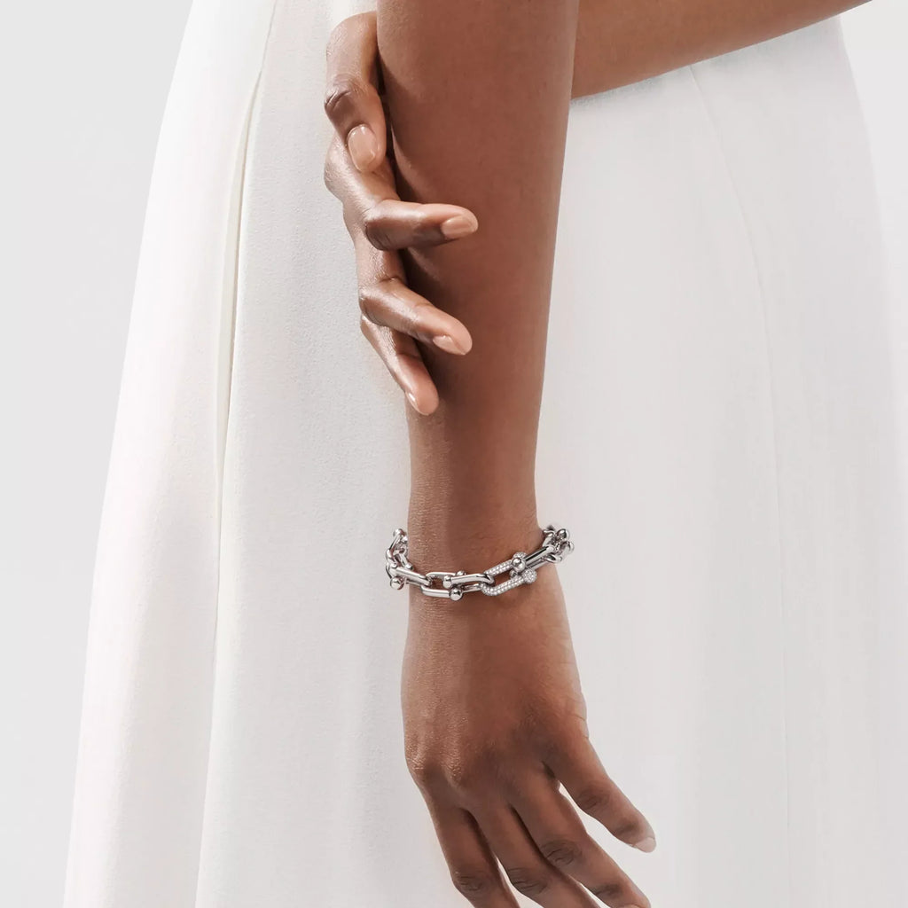 [Camiery] TF Pulse Bracelet - Large Link Single Diamond Link (White Gold)