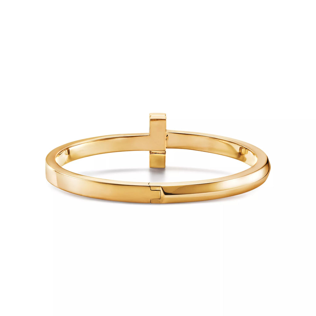 [Camiery] T Bracelet - T1 Wide Hinged Bangle in Yellow Gold