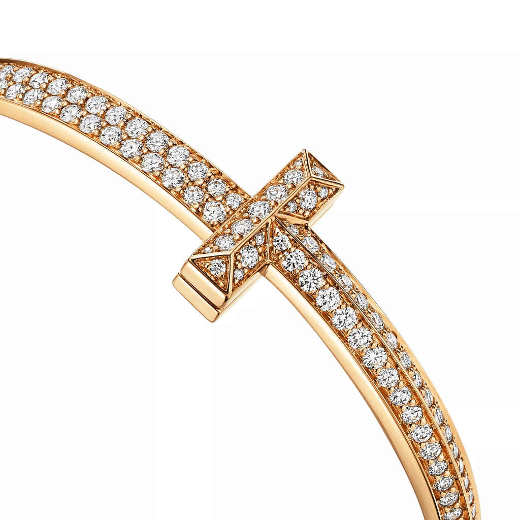 [Camiery] TF T Bracelet - T1 Wide Yellow Gold Diamond Bangle